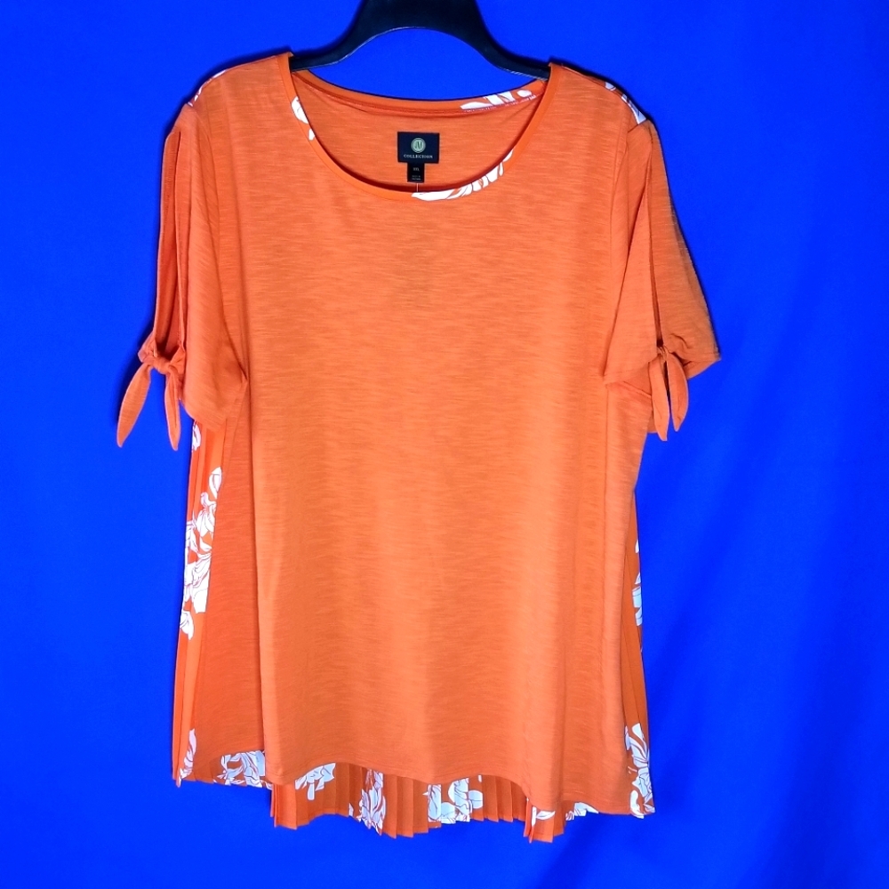 JM Collection Tie Sleeve Top